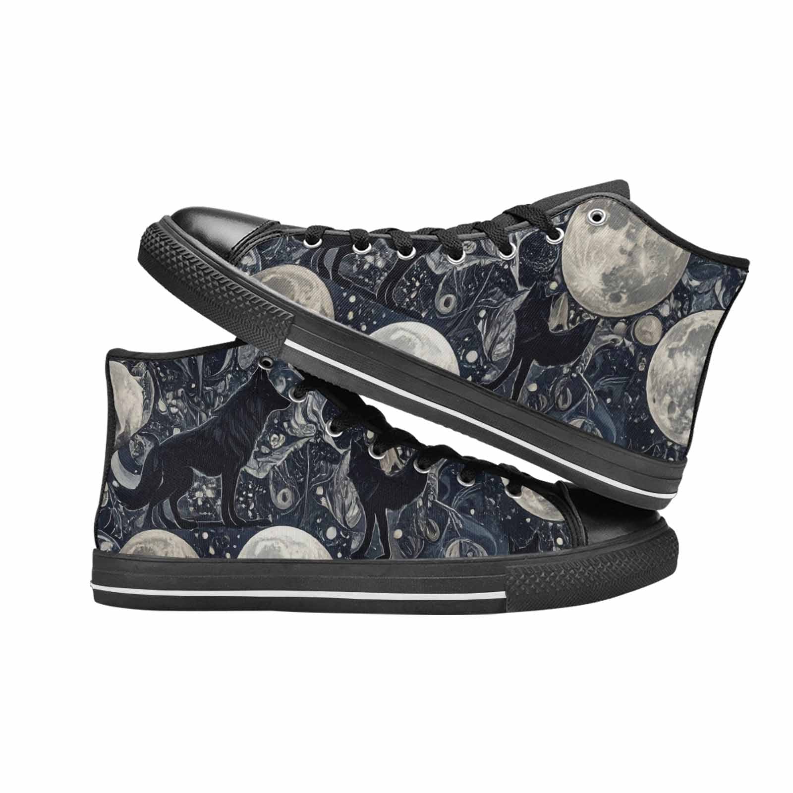 WOMEN'S Wolves Everywhere Collage High Top Canvas Wallpaper Art Custom Shoes