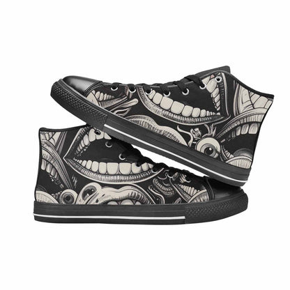 MEN'S Googly Cartoon Mouths High Top Canvas Vibrant Chaos Custom Sneakers