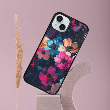 iPhone 15 Plus Case — Shadowy Glitch Floral Pattern Hundreds Of, Custom Designed Case Cover