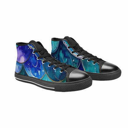WOMEN'S Mermaid Scale High Top Canvas Vibrant Chaos Shoes