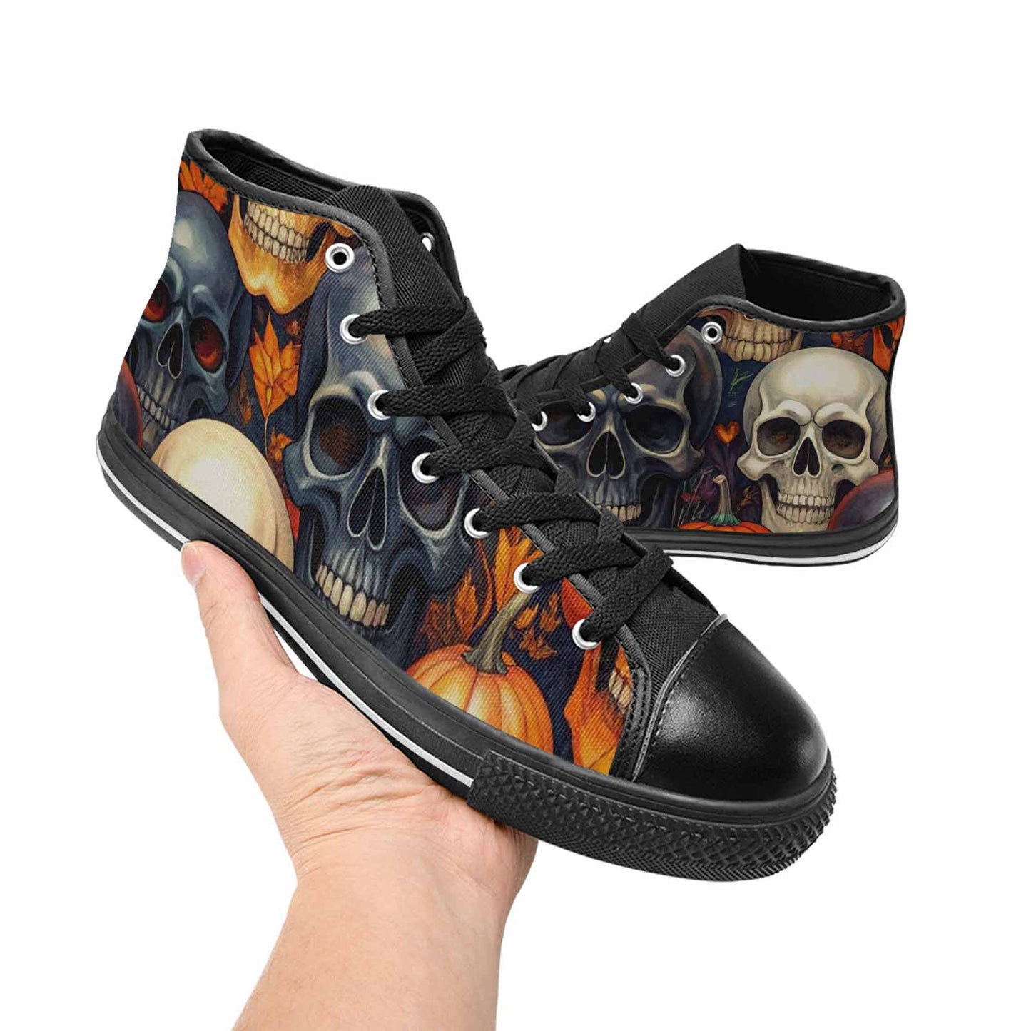 WOMEN'S Skulls - Halloween High Top Canvas Vibrant Chaos Shoes