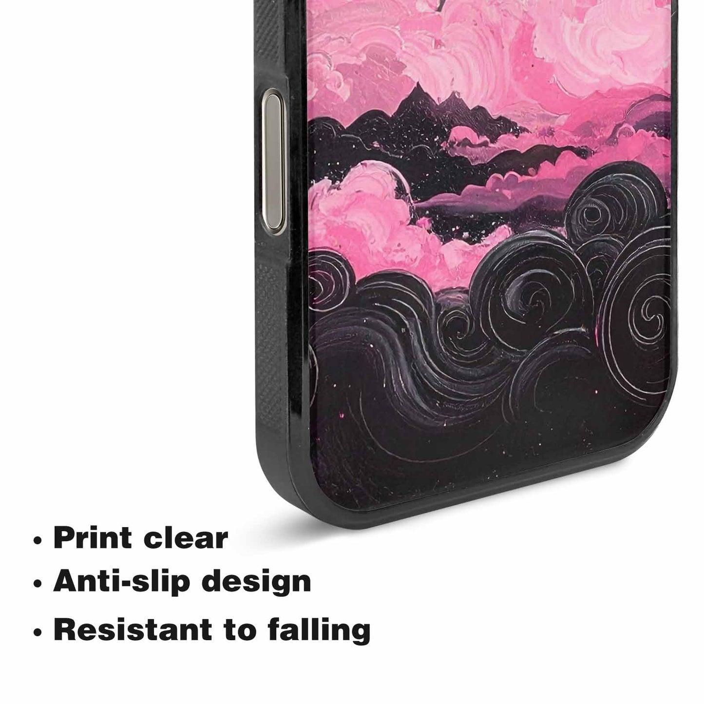 iPhone 16 Pro Max Case — Van Gogh Swirl Black Pink Ink, Customized Protective Case