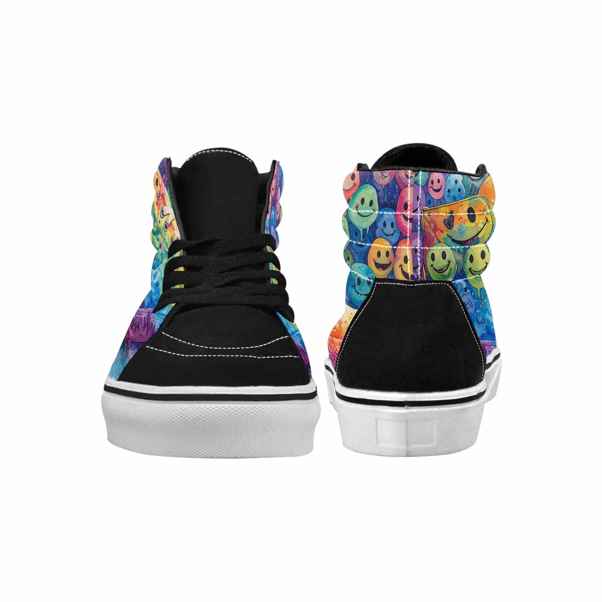 MEN'S Smiley Facessmiley Faces  High Top Canvas Vivid Custom Sneakers