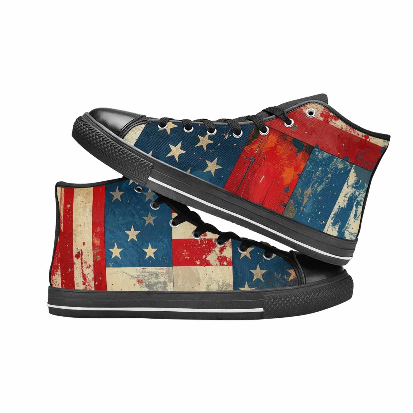 MEN'S American Flag Stars High Top Canvas Y2K Custom Shoes