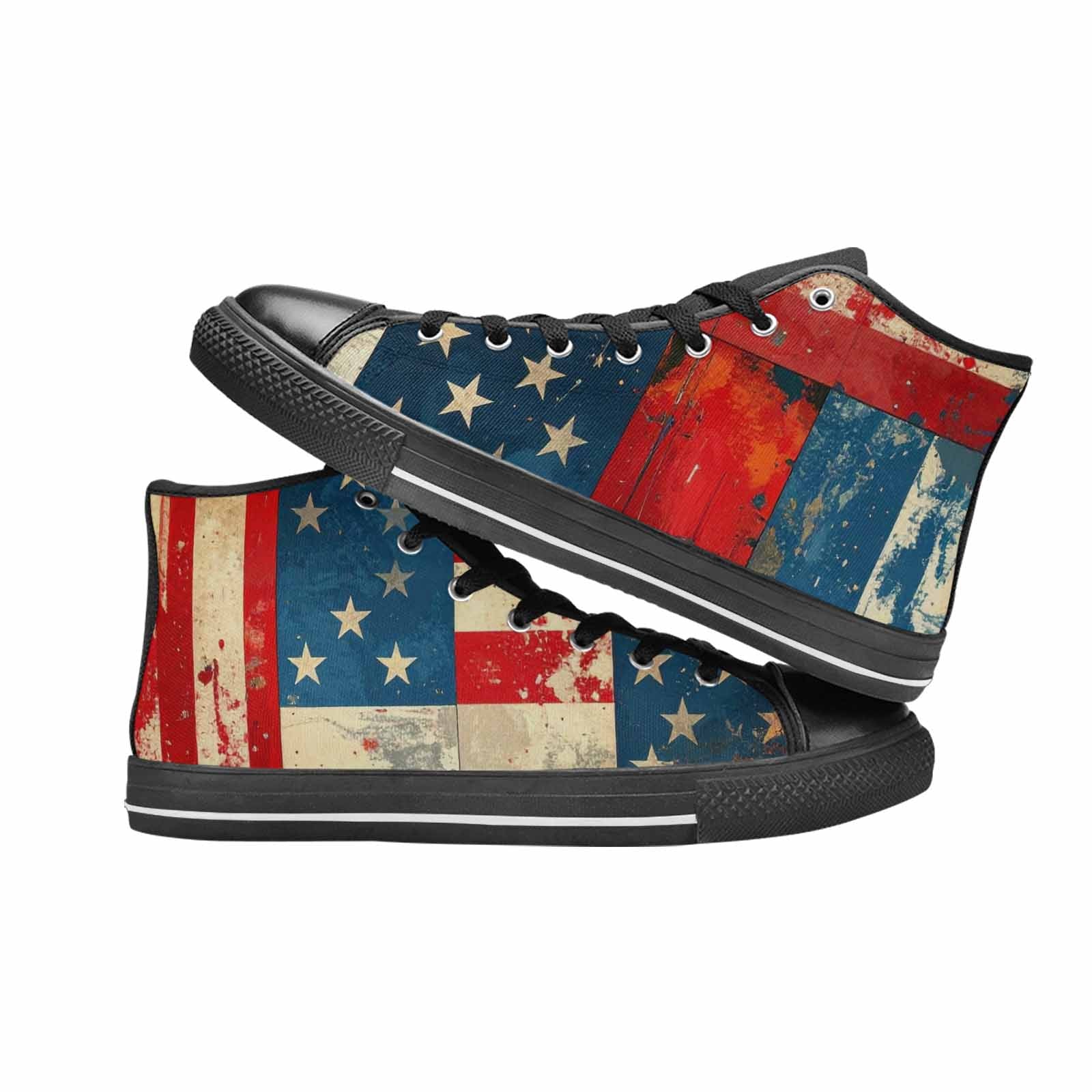 MEN'S American Flag Stars High Top Canvas Y2K Custom Shoes