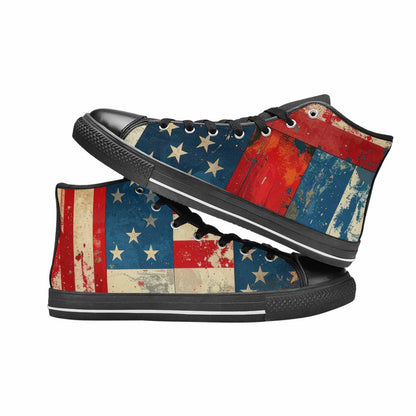 MEN'S American Flag Stars High Top Canvas Y2K Custom Shoes