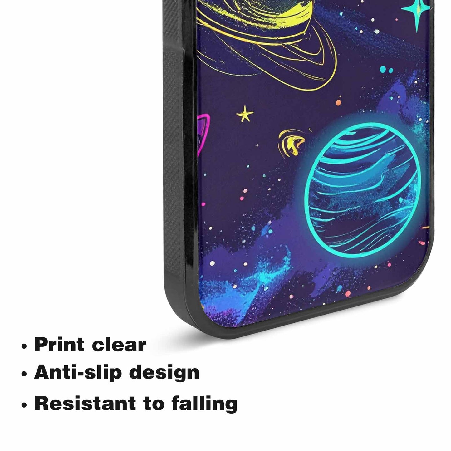 iPhone 15 Case — Space Galaxy Astronaut Pattern Planets Stars, Unique Phone Case Design