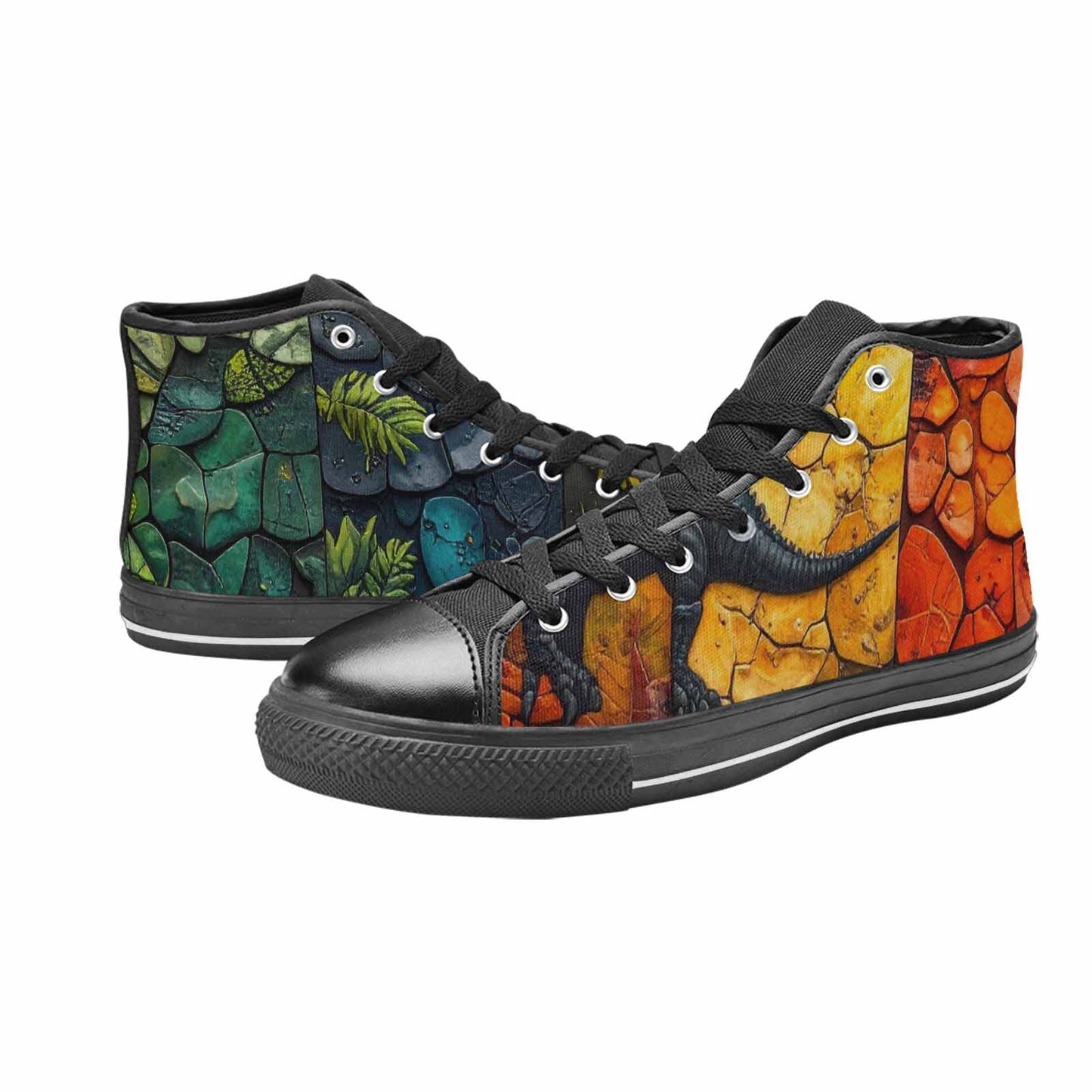 WOMEN'S Dinosaur Silhouette High Top Canvas Aesthetic Custom Shoes