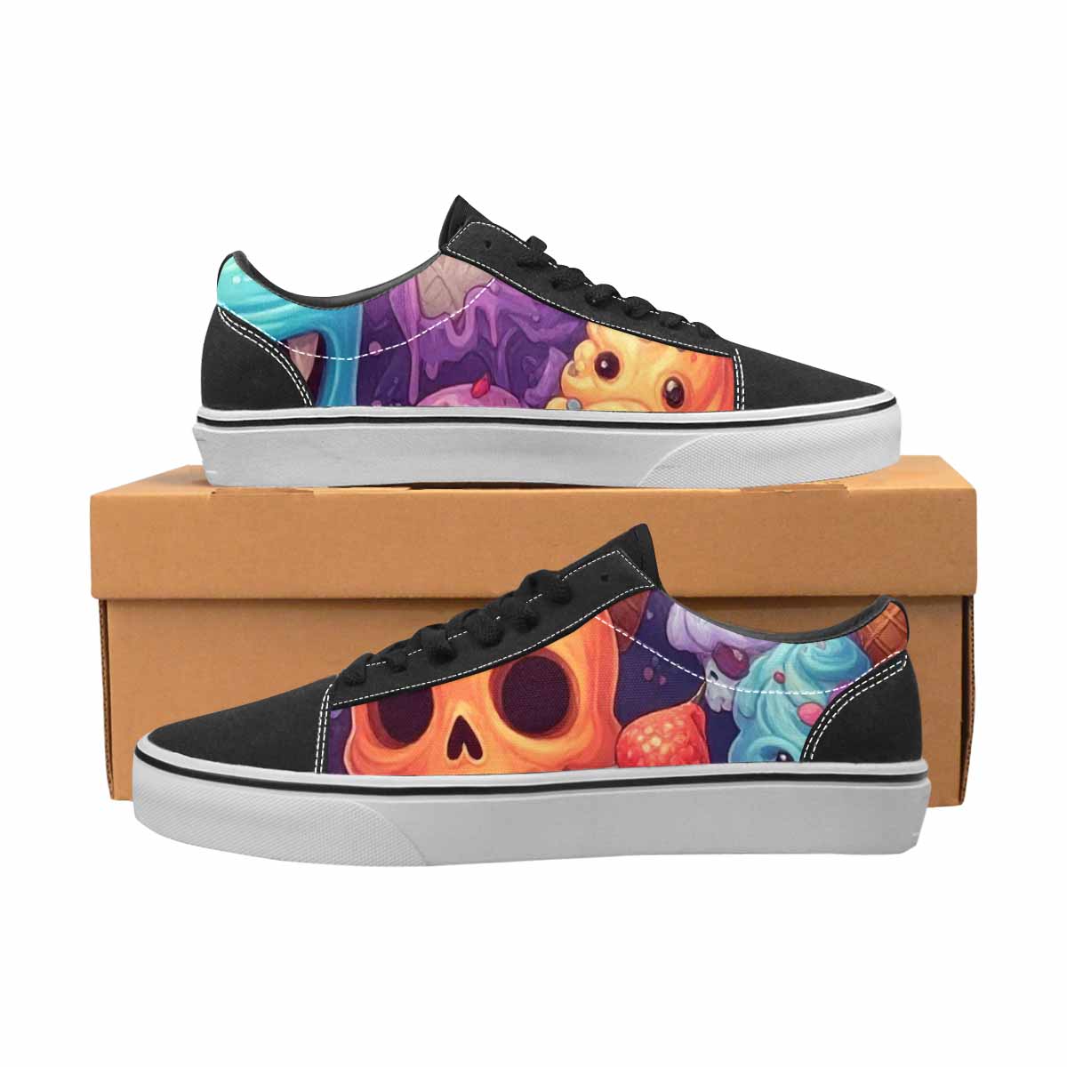 WOMEN'S Ice Cream Monsters  Lace-Up Canvas Dark Academia Custom Sneakers