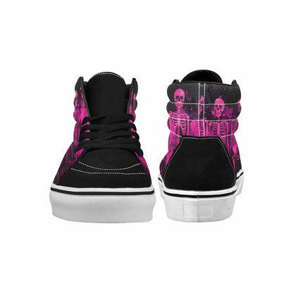 MEN'S Skeletons  Neon Pink High Top Canvas Melting Art Sneakers