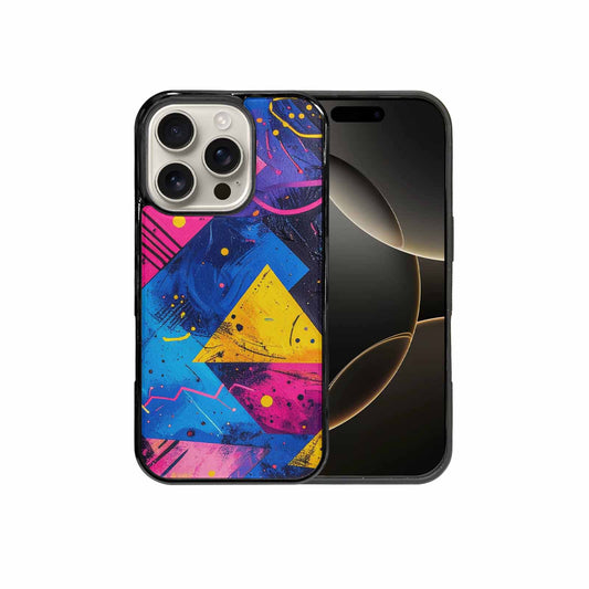 iPhone 16 Pro Case — Memphis Squiggles Triangles Dots, Custom Printed Phone Case