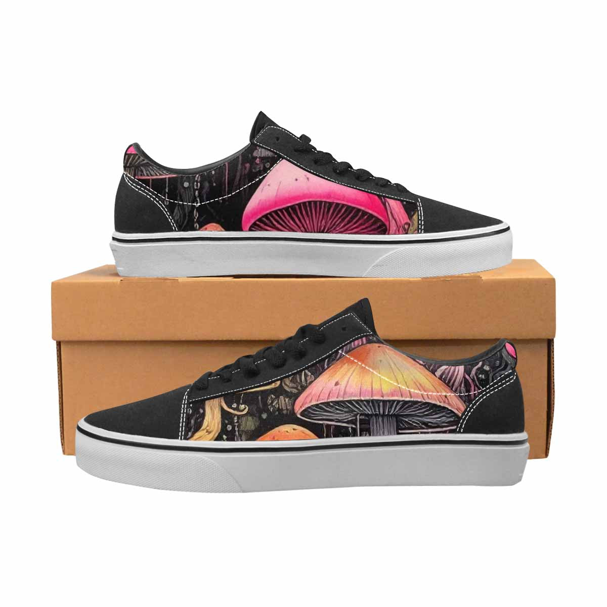 WOMEN'S Rainbow Drip Mushrooms Lace-Up Canvas Dreamcore Custom Shoes