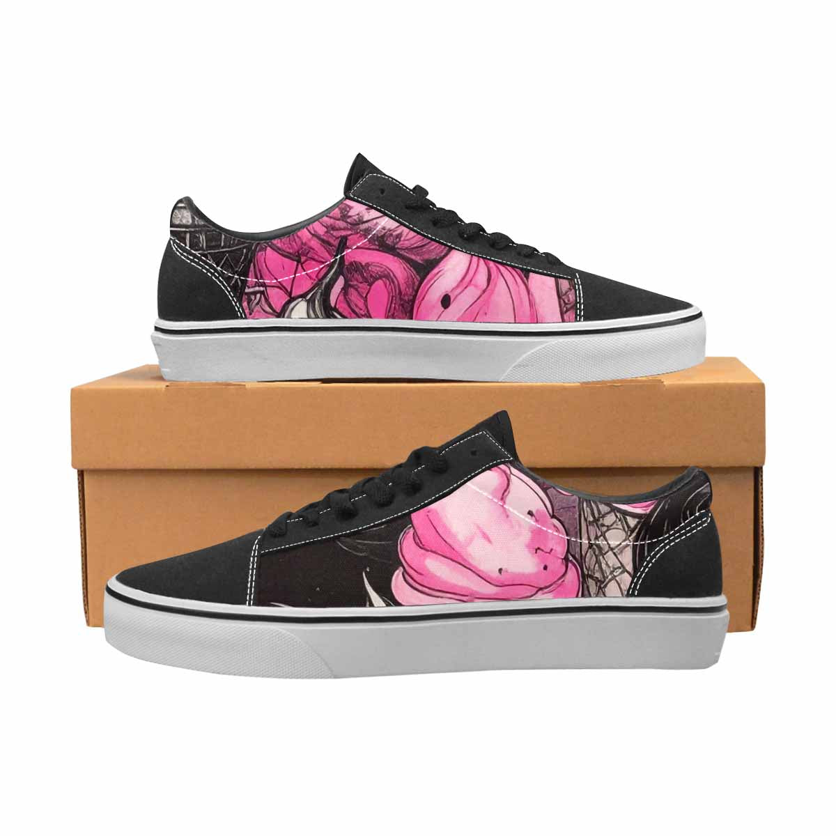 WOMEN'S Ice Cream Motif Lace-Up Canvas Cottagecore Sneakers
