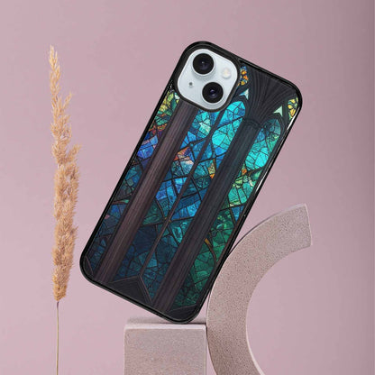 iPhone 15 Plus Case — Stained Glass Cathedral, Custom Printed Phone Case