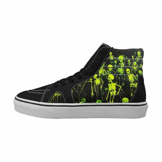MEN'S Skeletons × Neon Green High Top Canvas Dreamlike Custom Shoes