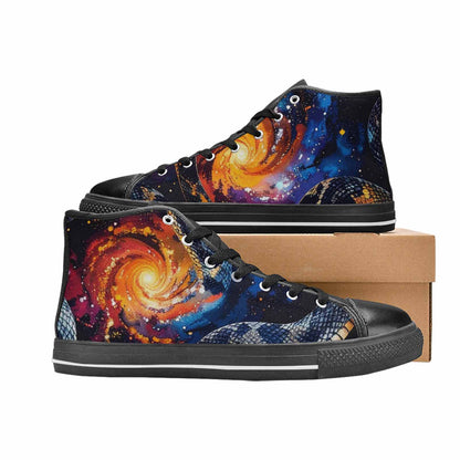 MEN'S Galaxy Snake Print High Top Canvas Dark Academia Custom Sneakers