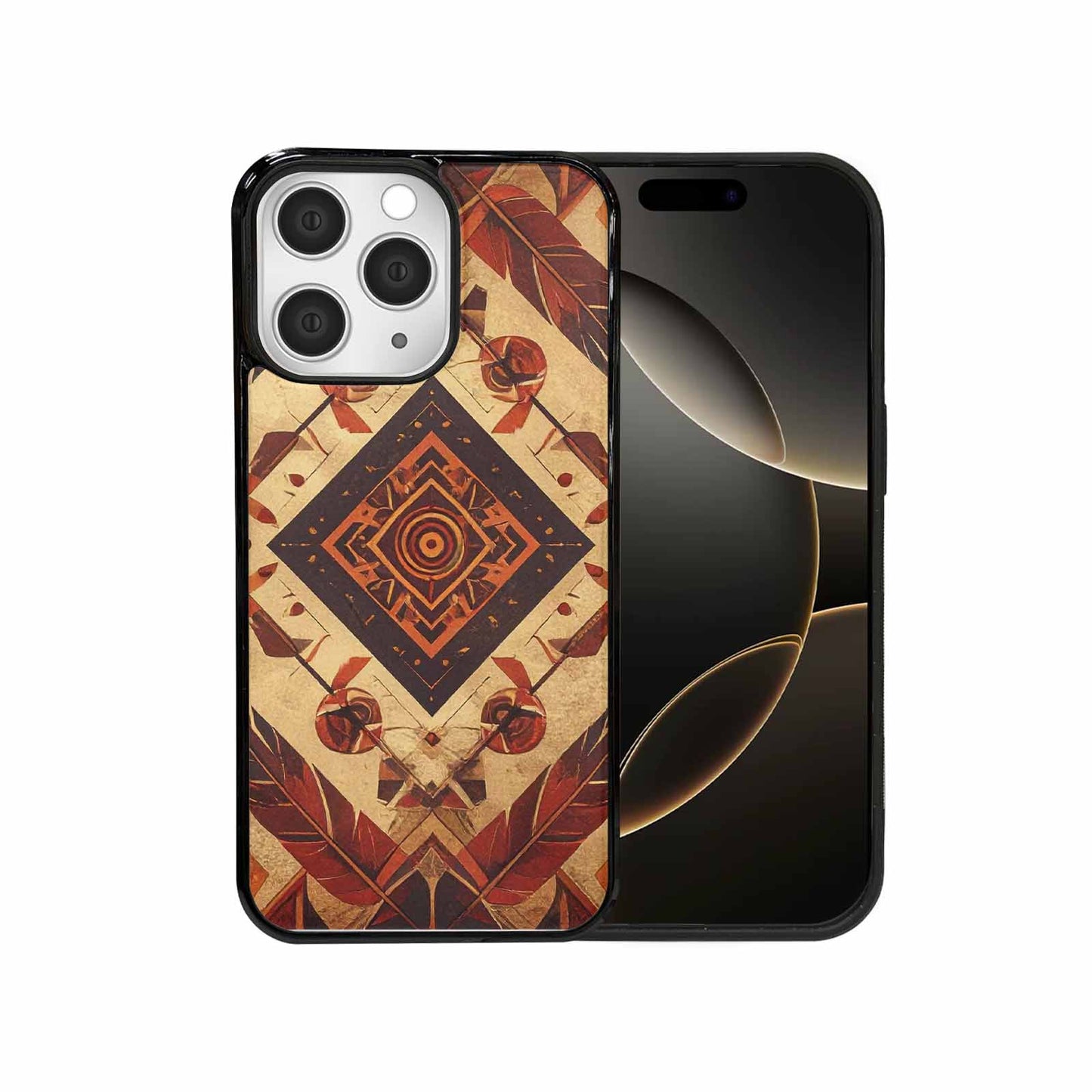 iPhone 15 Pro Max Case — Native American Geometric Pattern Arrows Feathers, Custom Made Phone Cover