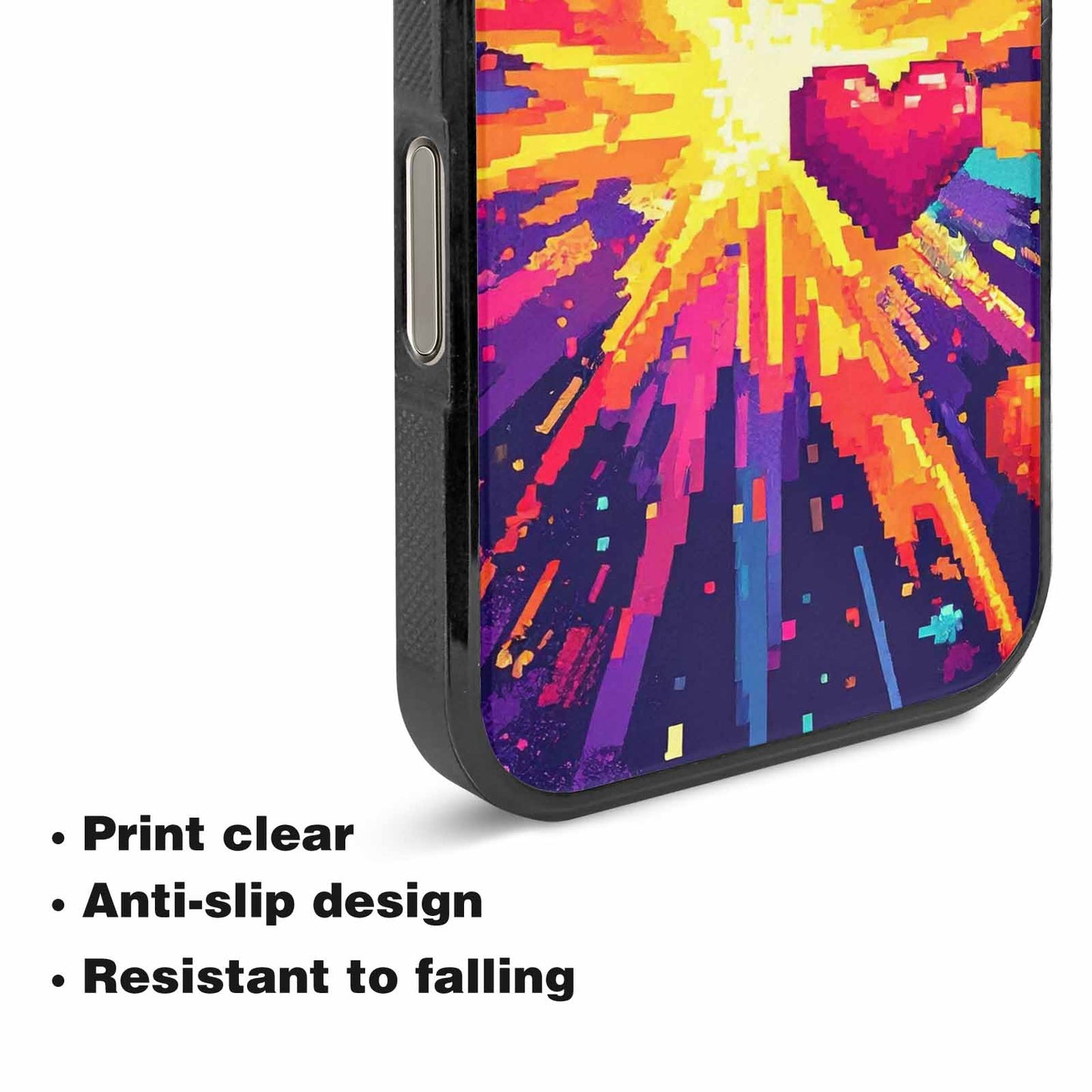iPhone 16 Pro Case — Pixel Art 8 Bit Burst Pattern, Custom Print Case Cover