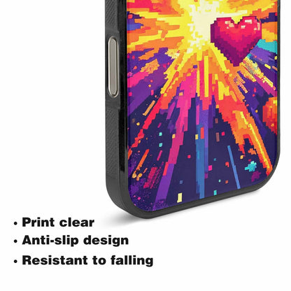 iPhone 16 Pro Case — Pixel Art 8 Bit Burst Pattern, Custom Print Case Cover