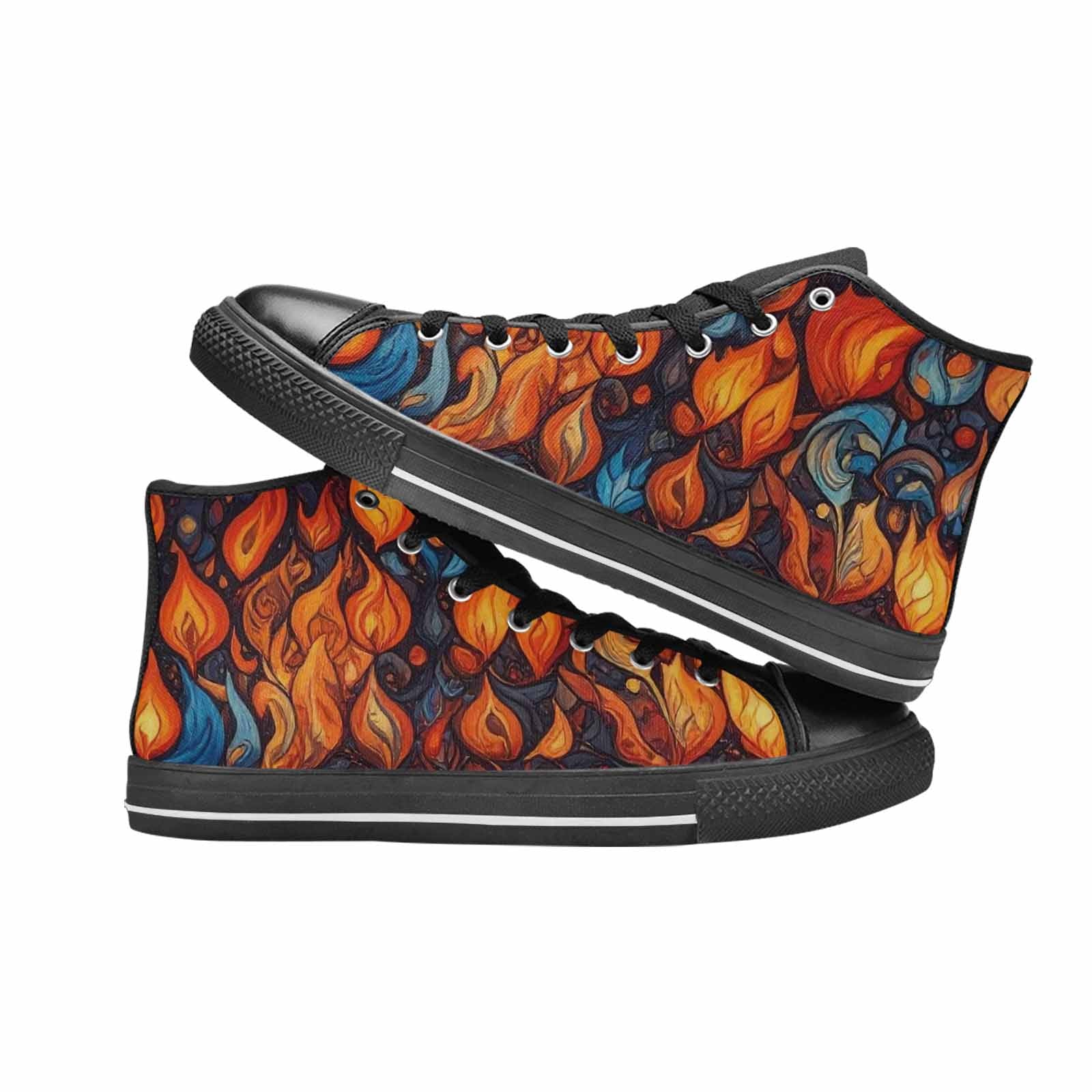 MEN'S Fire Flame High Top Canvas Vivid Custom Shoes