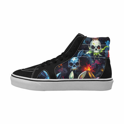 MEN'S Radioactive Ghost Bunny Skull High Top Canvas Neon Fantasy Shoes