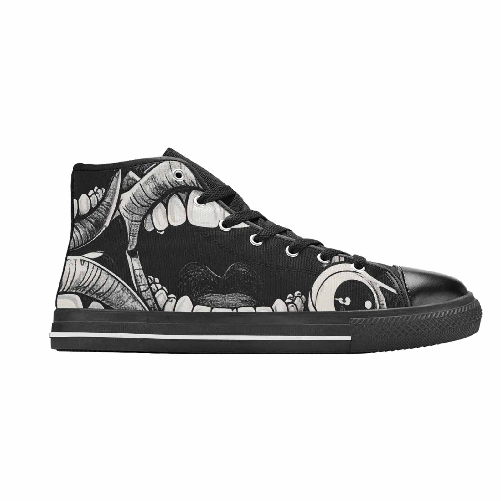 WOMEN'S Googly Cartoon Mouths High Top Canvas Surreal Custom Sneakers