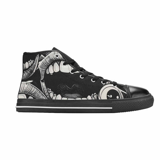 WOMEN'S Googly Cartoon Mouths High Top Canvas Surreal Custom Sneakers