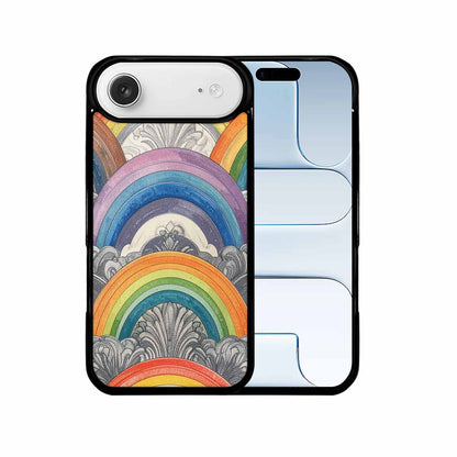 iPhone 17 Air Case — Hand Drawn Damask Rainbow Original Art, Custom Printed Phone Case