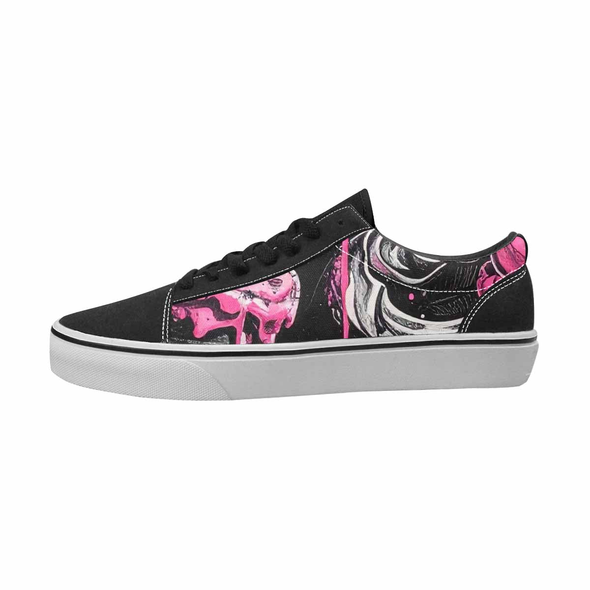WOMEN'S Ice Cream Black & Pink Ink Canvas Custom Fashion Vibrant Chaos Custom Art Shoes