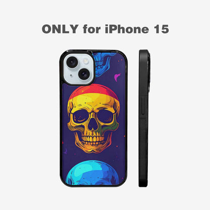 iPhone 15 Case — Pride Flag Skulls Seamless Pattern Vibrant, Custom Phone Case