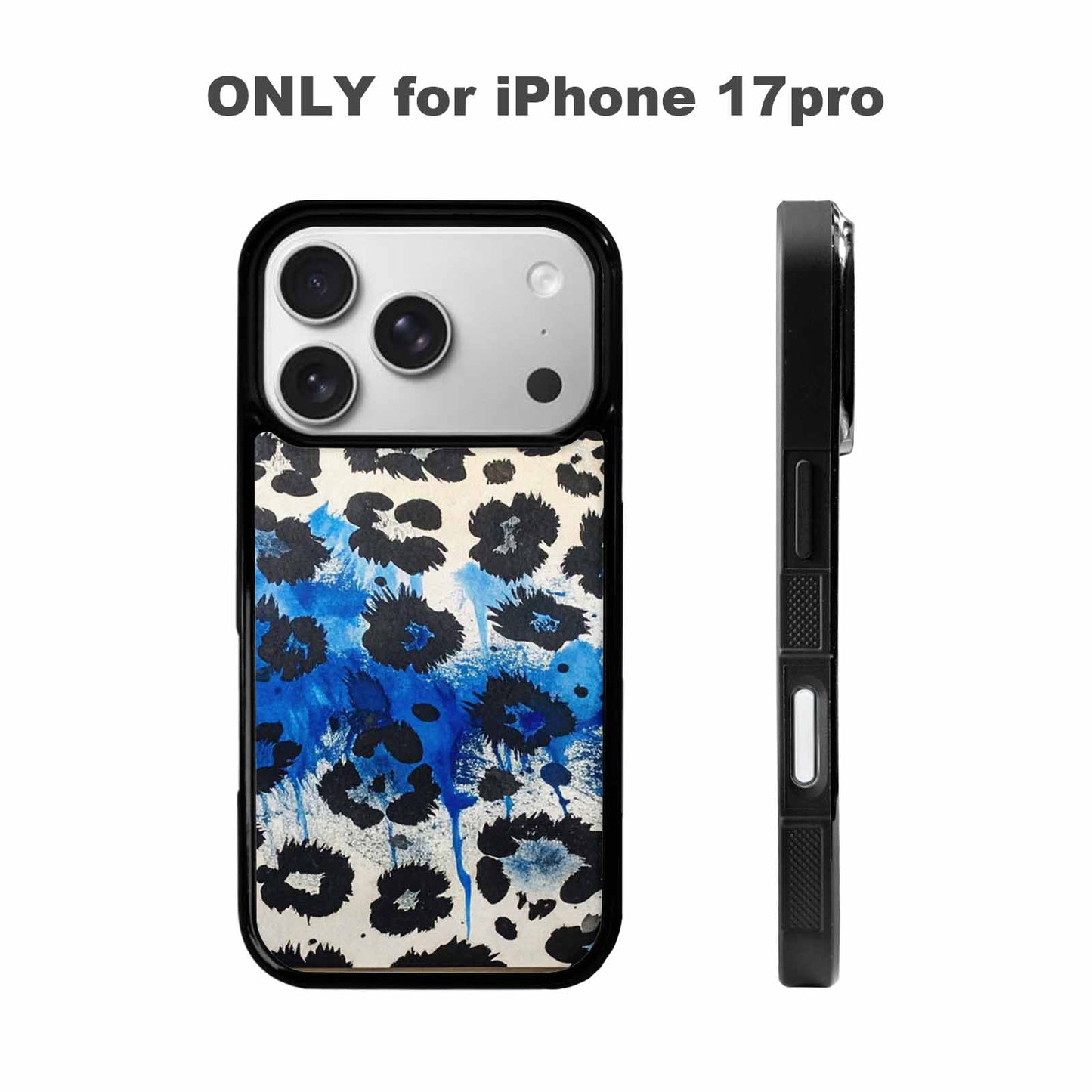 iPhone 17 Pro Case — Animal Print Black Blue Ink Animal, Personalized Phone Case