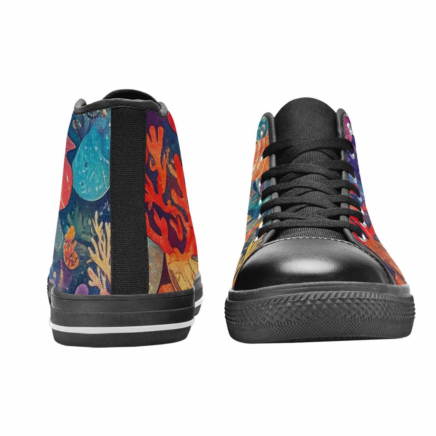 WOMEN'S Fish Scale Coral High Top Canvas Aesthetic Custom Sneakers