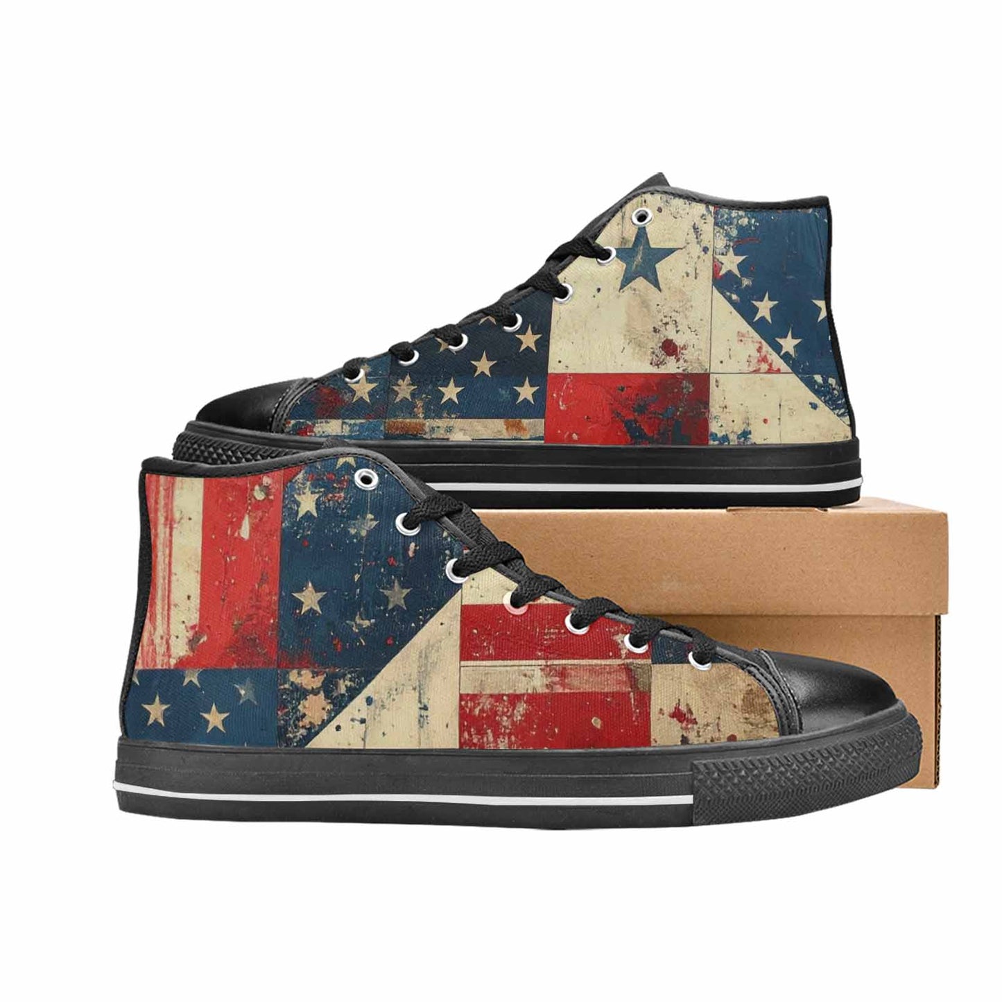 MEN'S American Flag Stars High Top Canvas Surreal Shoes
