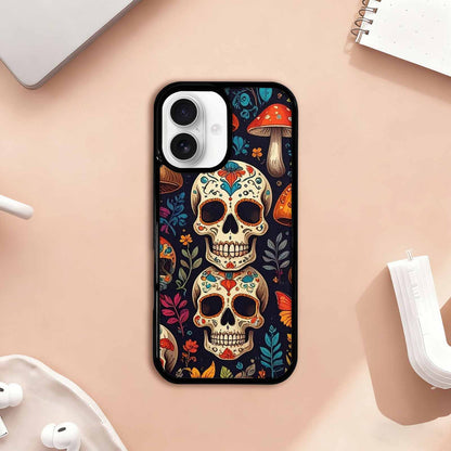 iPhone 17 Case — Mushrooms And Skulls Gothic Skulls, Custom Phone Case
