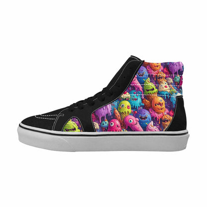 MEN'S Melting Ice Cream Monster High Top Canvas Kaleidoscope Custom Sneakers