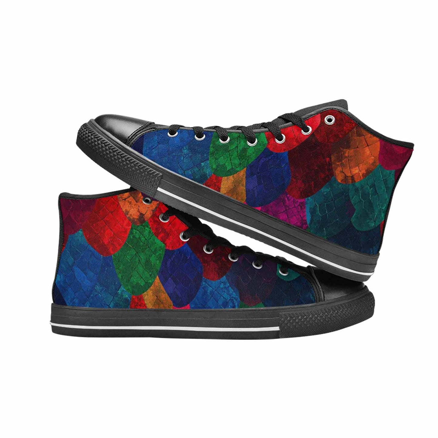 WOMEN'S Dark Snake Print High Top Canvas Cottagecore Custom Sneakers