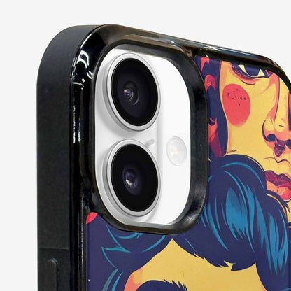 iPhone 16 Plus Case — Retro Astronaut Cartoon Art Pattern Groovy, Custom Printed Phone Case