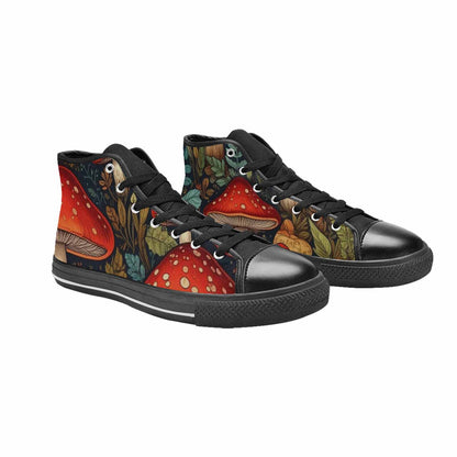 WOMEN'S Mushroom High Top Canvas Wallpaper Art Custom Shoes
