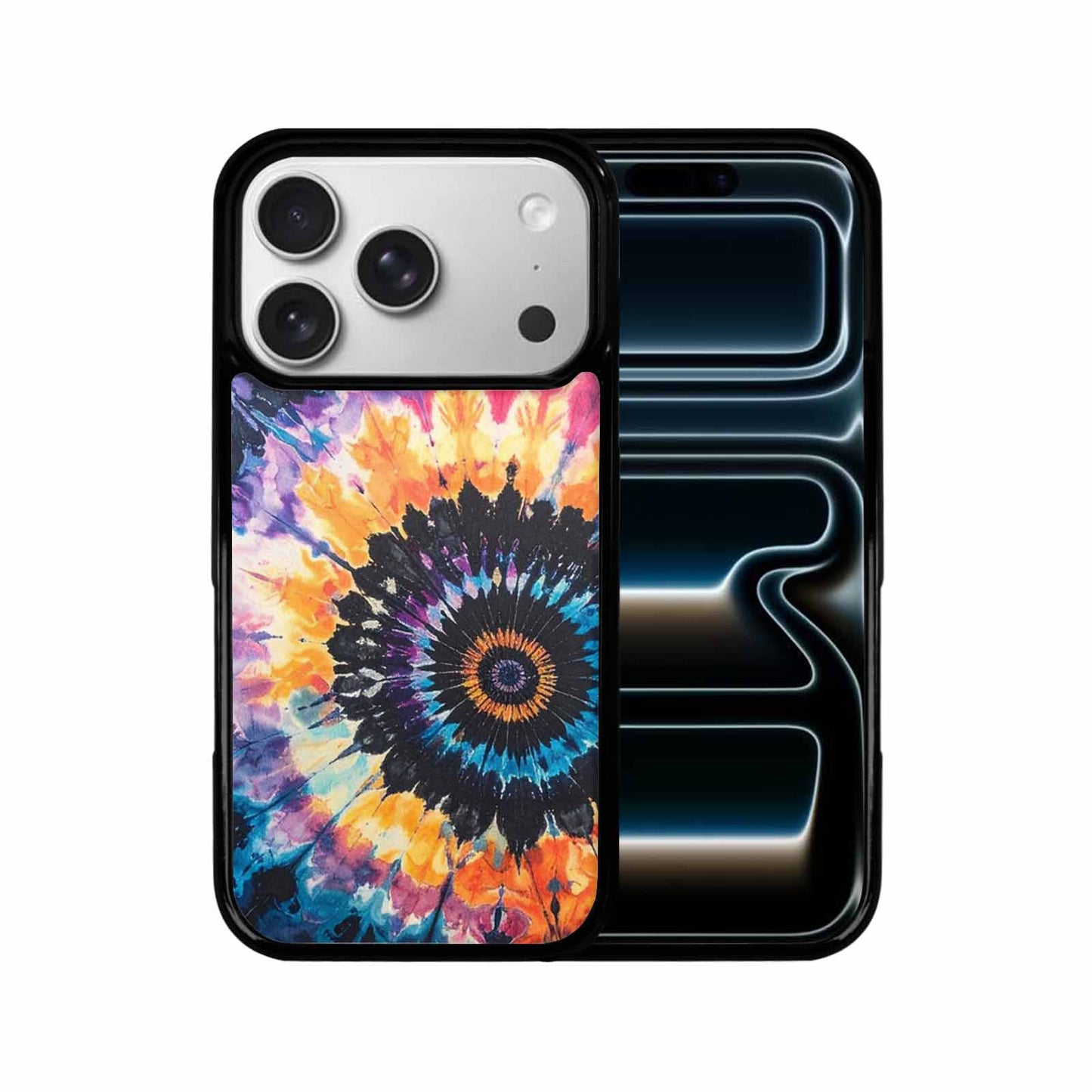 iPhone 17 Pro Case — Black Blue Ink Tie Dye Tie, Original Design Phone Case