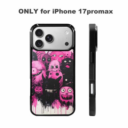 iPhone 17 Pro Max Case — Black &amp; Pink Ink Cartoon Cute, Unique Phone Case Design