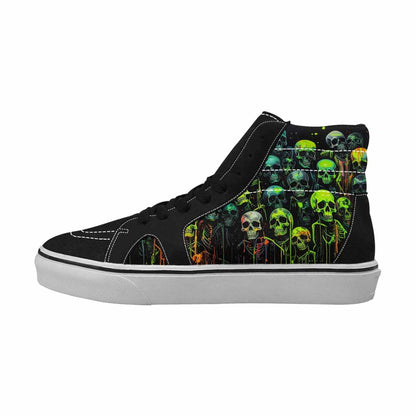 MEN'S Skeletons × Neon Green High Top Canvas Dark Academia Sneakers