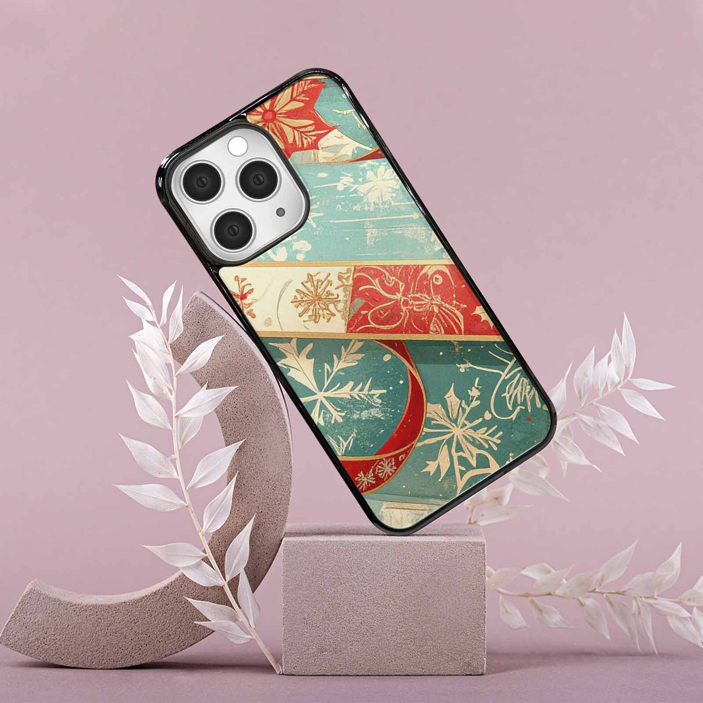 iPhone 15 Pro Max Case — Christmas Wrapping Paper Pattern Art Wallpaper, Unique Phone Case Design