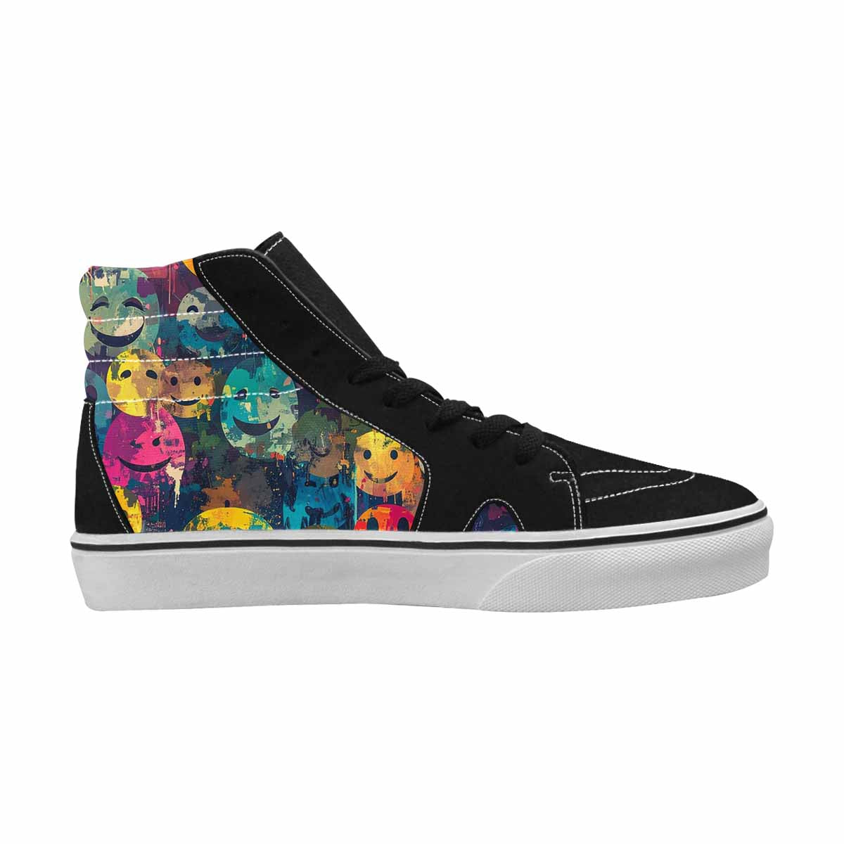 MEN'S Smiley Faces  Camo High Top Canvas Vibrant Chaos Custom Sneakers
