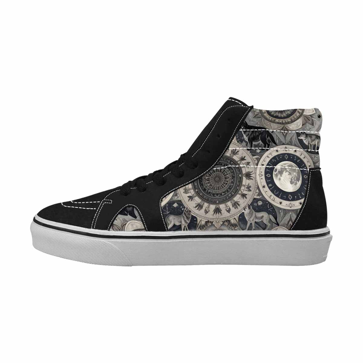 WOMEN'S Wolves Everywhere Collage High Top Canvas Surreal Custom Sneakers