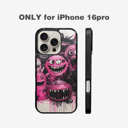 iPhone 16 Pro Case — Monsters General Black Pink Ink Cartoon, Personalized Phone Case