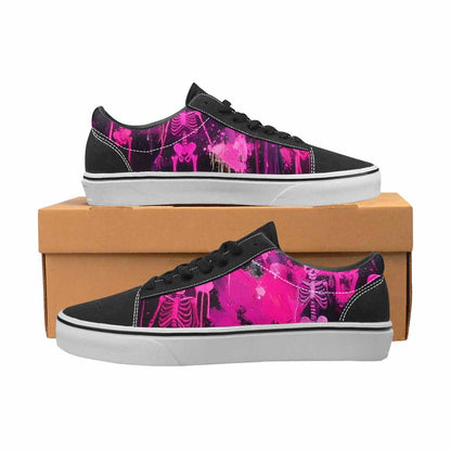 WOMEN'S Skeletons  Neon Pink Lace-Up Canvas Aesthetic Custom Shoes