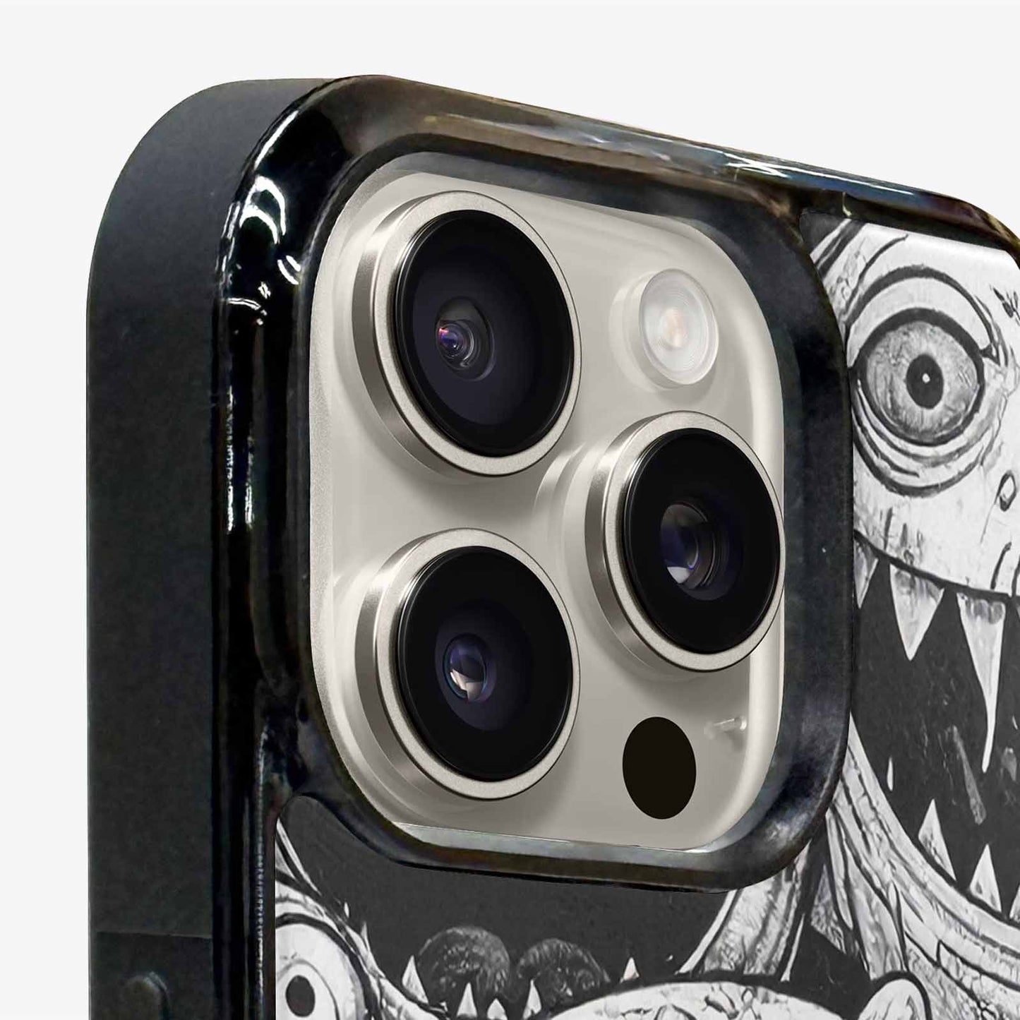 iPhone 15 Pro Max Case — Black And White Monster Face Collage, Custom Print Case Cover