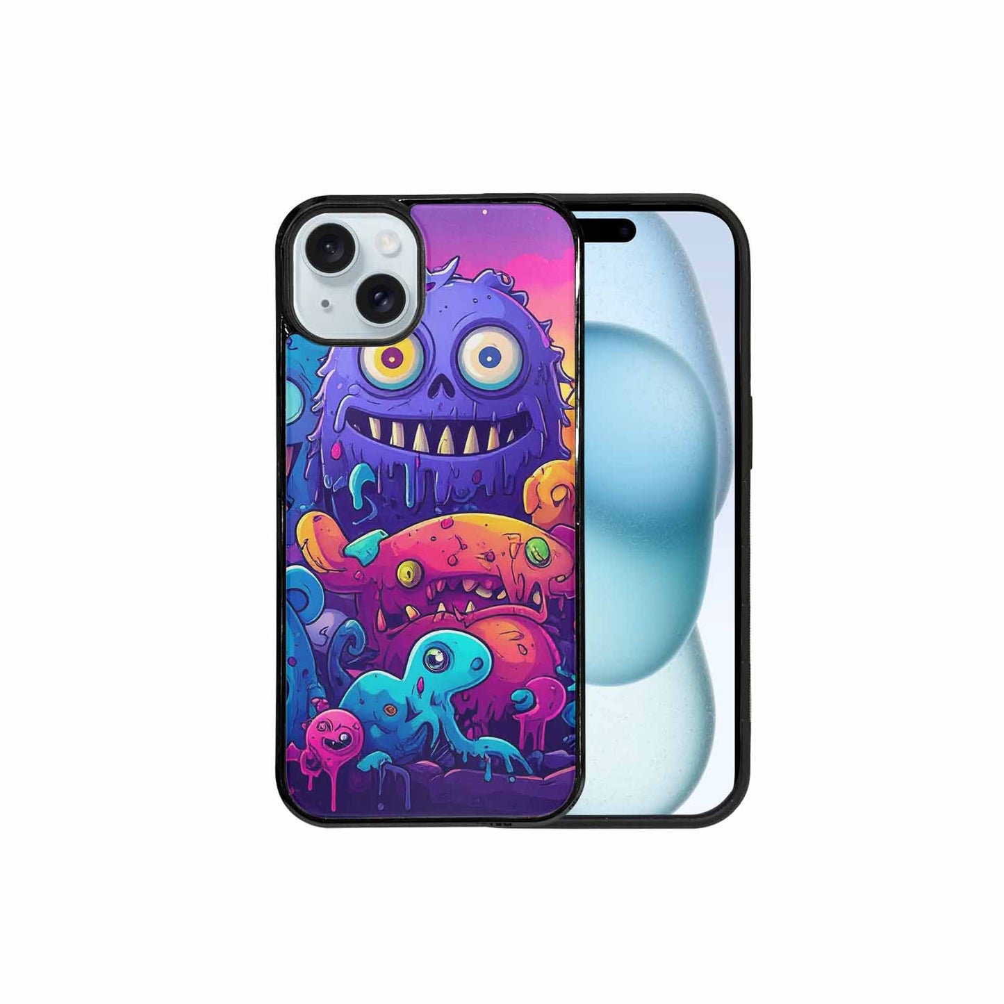 iPhone 15 Plus Case — Overlapping Endlessly No Empty Space Monsters, Custom Phone Case
