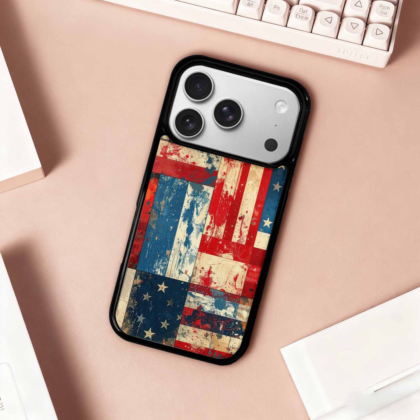 iPhone 17 Pro Case — Small American Flag Stars And Galaxy, Custom Made Phone Cover