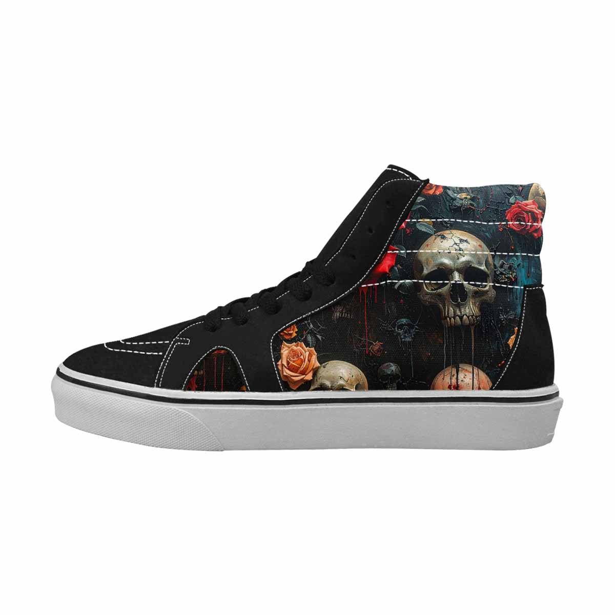 MEN'S Skulls Roses Melting Skulls High Top Canvas Melting Art Custom Sneakers